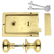 Brass Fluted RIM LOCK DOOR
