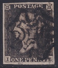 QV 1d Penny Black Used 4