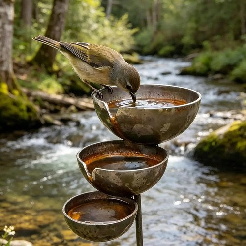 Metal rain catcher stake bird - rain,