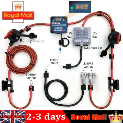 Battery split charge relay kit - battery,