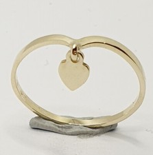 9ct Gold Fancy Thin Wishbone Heart Dangle Yellow Ring - Size H-W Available