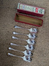 Vintage Boxed Set Of 6 Silver Plate Epns Desert Spoons