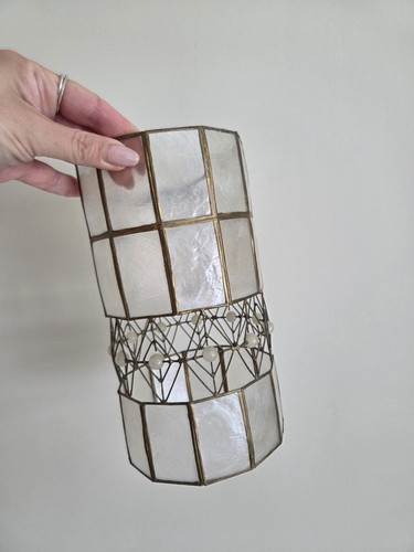 Vintage capiz shell cylinder - shell,