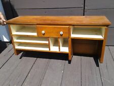 Antique Pine Hanging Desk Cabinet w Painted Interior and Cubby Holes