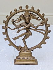 Vintage Brass Shiva Nataraja Lord Of Dance Hindu Goddess Statue Figurine 22cm