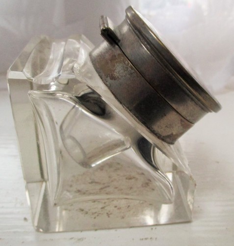 Antique glass inkwell - glass, h