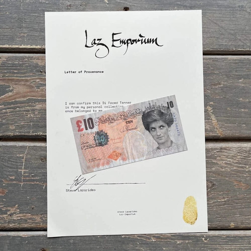 Banksy faced tenner - di-faced, (with