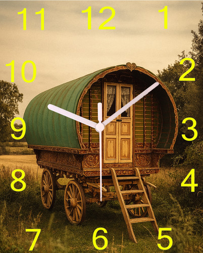 Gypsy caravan clock - caravan, top