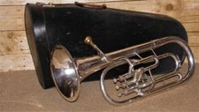 Vintage Silver Plate Tenor Euphonium by Barratt's of Manchester In Carrying Case