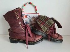 Dr Martens Aimilita triumph brown tartan grizzly fold over boots UK4 EU37 US6