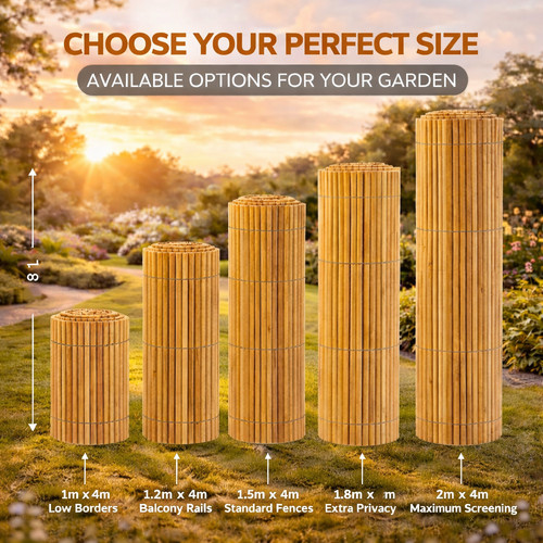 Bamboo slat fence screen - 4m,
