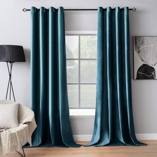 Blue velvet curtains - velvet,