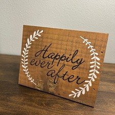 Rustic Wedding Decor Wooden Sign Plaque Happily Ever After Shabby Chic 9"x7"