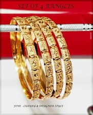 22K Gold Plated 4Pc Bracelet Bangle Indian Women Ethnic Traditional Jewelry 2*6