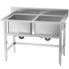 Kitchen Sink Commercial Catering Stainless Steel Double Bowl Sinks Drainer Unit