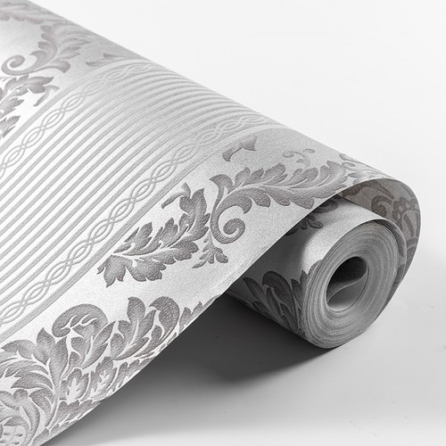 Grey floral damask wallpaper - floral,