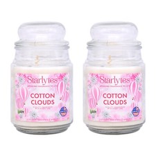 2x Starlytes 510g Large Glass Jar Candle (125hr Burn Time) - Cotton Clouds
