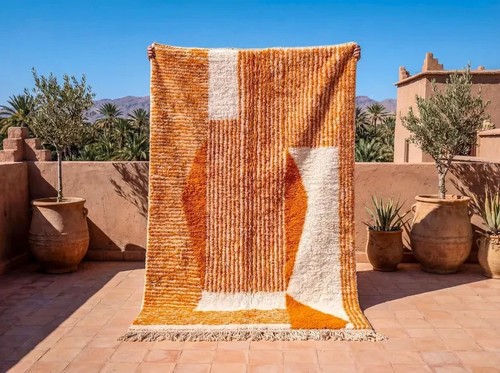 Moroccan orange rug - moroccan, |