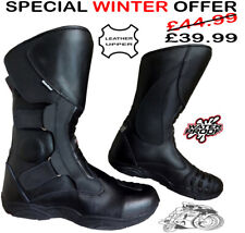 BLACK DOUBLE BUCKLE MENS MOTORBIKE / MOTORCYCLE TOURING LEATHER SHOES / BOOTS