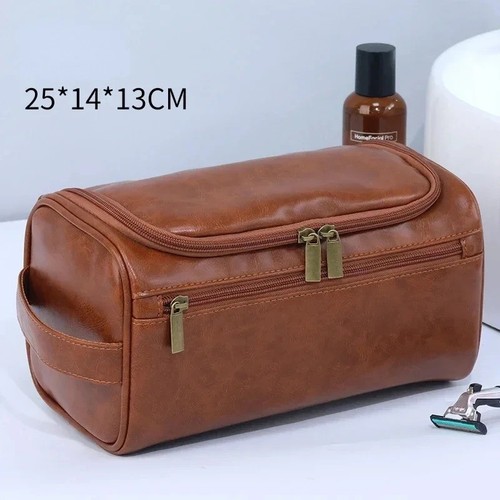 Leather toiletry bag - toiletry,