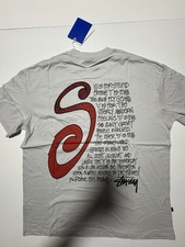 Stussy Australia S’ Talk Pigment Dyed Tee Mens Size L Grey Brand New with Tags