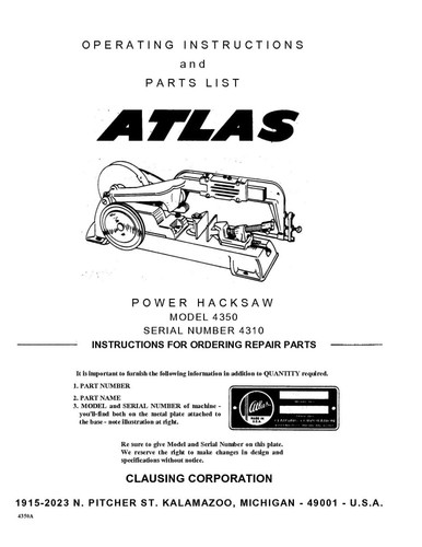 Atlas 4350 power hacksaw - ,