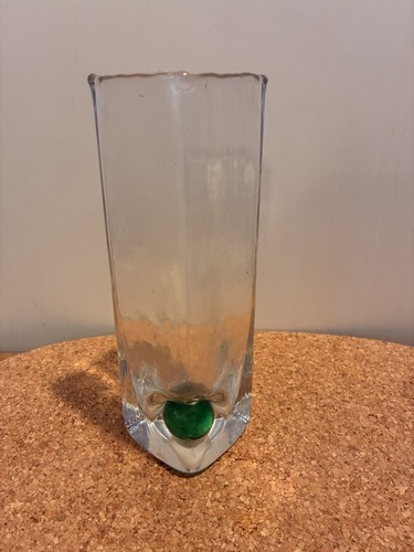 Art glass vase green marble - glass,