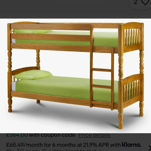 Wooden single bunk bed - single,