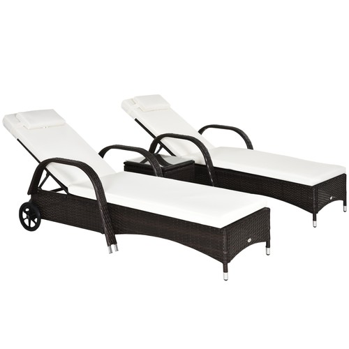 Outsunny pcs rattan lounger - 3,