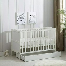 Wooden Baby Cot Bed & Drawer &