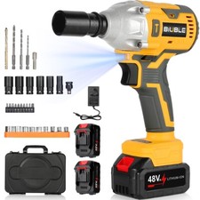 1000Nm 1/2" Cordless Electric Impact Wrench Drill Gun Ratchet Driver w/2 Battery
