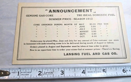 1912 lansing fuel gas co - fuel,