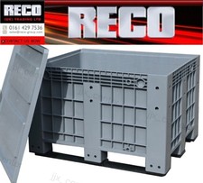 USED RIGID PLASTIC PALLET BOX " DOLAV" COMPLETE WITH LID 1000X1200X760m BULK