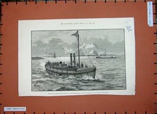 Original Old Antique Print Steam Life-Boat Duke Northumberland Hydraulic 1890