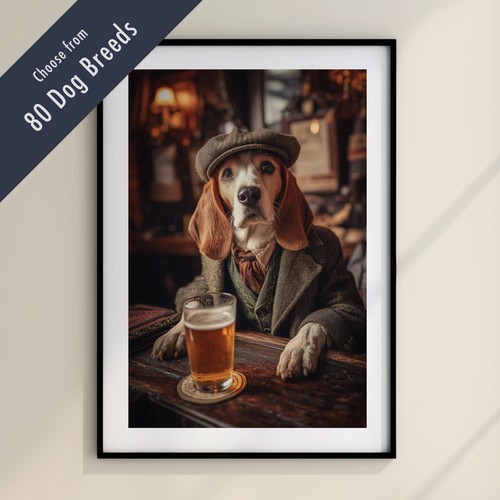 Funny dog drinking beer the - dog, at