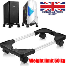 Adjustable PC Case computer CPU Stand Holder Floor Stand Trolley With 4 Casters
