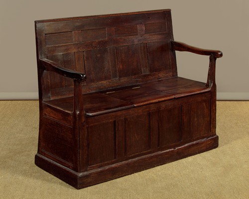 Antique small welsh box settle - antique,