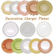 13" Glass Charger Plates Round Dining Wedding Party Elegant Table Settings Decor