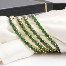 Indian Bollywood Gold Plated 4PCs AD Bangle Bracelets Women Fashion Jewelry Set