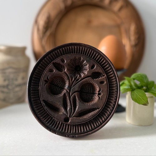 Antique treen butter stamp - antique,