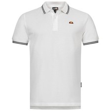 ellesse Dioran Twin Tipped Mens Casual Polo Shirt Regular Fit White New