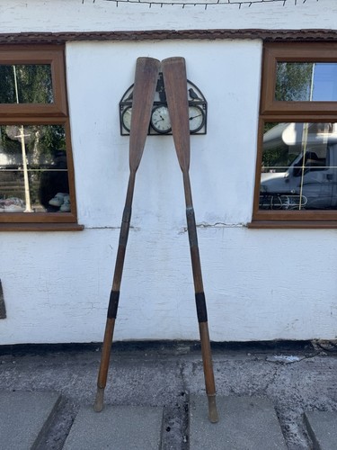 Antique wooden boat oars 7ft - antique,