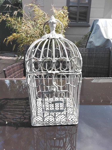 Cream metal birdcage with - ,