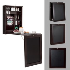 Compact Fold Out Wall Mounted Table Convertible Writing Desk w/Large Storage