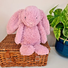 Jellycat Medium Bashful Tulip Bunny - Pink Rabbit Beanie Plush Medium 12"