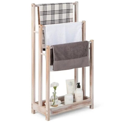 Freestanding wood towel - freestanding, rack