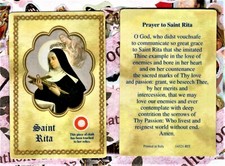Saint St. Rita with Relic and Prayer - Relic Paperstock Holy Card