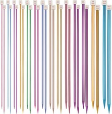 Aelike Coloured Knitting Needles Set 35cm 28 Pcs/14 Pairs Aluminium Sing Metal