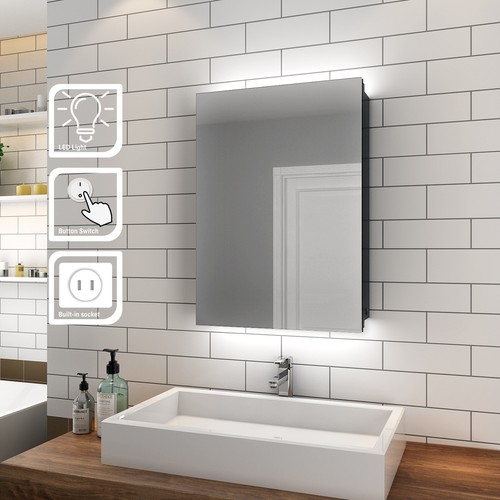 Illuminated bathroom mirror - bathroom,