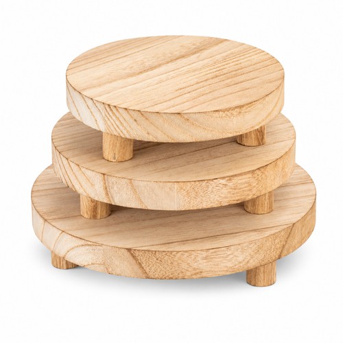 Wooden round tiered display - wooden,